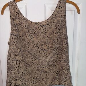 Adrianna Papell Tan Lace Print Tank Top